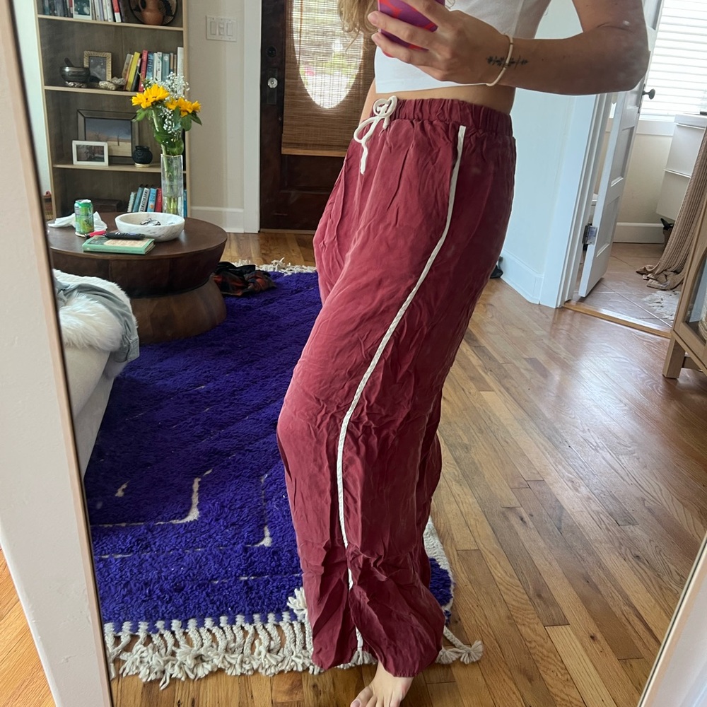 Vrg Girl Red Track Pants with White Stripe